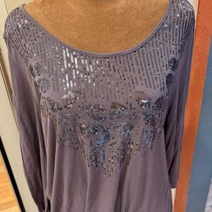 Kische Charcoal Sequin Embellished Blouse